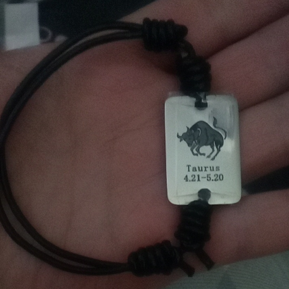Taurus Zodiac Black Leather Bracelet